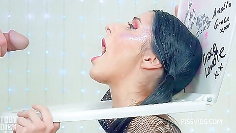 Short haired girl shows her big cock